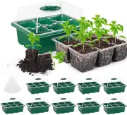 10 Set Seedling Trays Seed Starter Kit, 60 Large Cells Mini Propagator Green