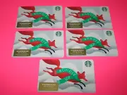 5x - STARBUCKS Gift Cards -BUNDLE UP - FOX - CHRISTMAS 2019 - Brand New !