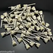 100 Pcs Dental Latch Type Flat Polishing Prophy Bowl Brush Cup White Bristle RA