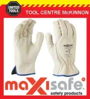 MAXISAFE PREMIUM COWGRAIN LEATHER BEIGE RIGGER’S GLOVES – LARGE