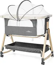 Baby Bassinet Airflow Co-Sleeper, Rocking Crib with Mosquito net - Grey