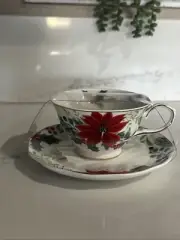 Grace Teaware Poinsettia Tea Cup & Saucer