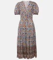 [Ulla Johnson] Ulla Johnson Ilana printed cotton-blend midi dress AU 10 multicoloured