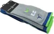 Nike Kids 2 Pk Grey Blue Crew Polyester Jordan Jumpman Basketball Sock Set Sz M