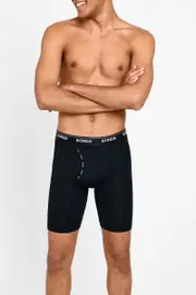 [Bonds] Bonds Men's Microfibre Guyfront Long Trunk in Nu Black Size: Medium, Recycled Polyester M Nu Black