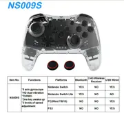 2PCS Bluetooth 2.4G Wireless Controller For Nintendo Switch Pro PC TV Box Smart Phone Tablet PS3 Tesla Shock Joystick Gamepad No Box 1PC Crystal