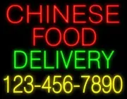Chinese Food Delivery Open 24"x20" Neon Sign Light Lamp Business Bar Wall Decor