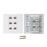 Cat 6 Type 4 Ports RJ45 Internet Wall Outlet Faceplate 86x86mm With 4 CAT.6 Keystone Jack For LAN Ethernet Cover Panel