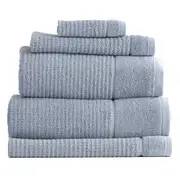 5pc Renee Taylor Cambridge 650GSM Textured Bath/Hand/Face Towel Mat Blue Mirage