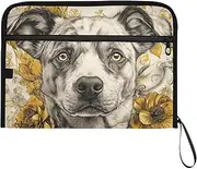 YMXFXP Expandable Filing Folder Dog Cute Floral, 13-Pocket Funny Cute Design with Sticky Labels, A4 Letter Size Document Organizer for Office, School, Boys, Girls