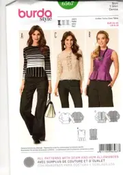 Burda Style Sewing Pattern 6567 Misses/Womens Shirt Blouse Top Sizes 8 to 18