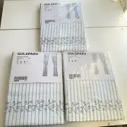 New Ikea Gulsparv Curtains Tie-Backs 3 Pairs Stripe Blue White Cotton 47”x98”