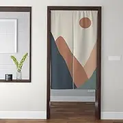 Feblilac Sun Mountain Japanese Doorway Curtain, Modern Art Noren Tapestry for Wall Hanging Home Decor, Landscape Custom Sizes Curtains for Kitchen
