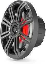 Kicker KM 6.5 Inch Marine UV Treated Speakers, Charcoal and White Grilles with 7 Color LED System Included