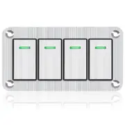 4 Gang Aluminum Rocker Switch Panel - 12V/24V Switch Panel 3 Pin On/Off Pre-Wire