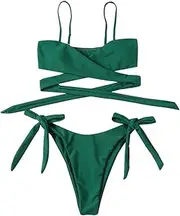 Women's Split Color Bikini Swimsuit with Underpants After The Swimsuit High Waist Bikini