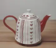 HTF Potter’s Studio Pink & Red Stripes w/ Hearts Teapot - NEW!