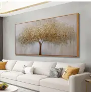 Wall Art Gold Abstract Tree of Life Framed Modern Artwork Canvas Painting...