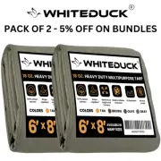 WHITEDUCK Heavy Duty Canvas Tarp 18 Oz. 2 PACK BUNDLE - Waterproof Tarp- Olive