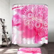 Pink Fog and White Mandalas Shower Curtain