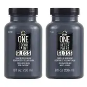 2x Plaid FolkArt 236ml One Decor Water-Based Paint Gloss Classic Black Non-Toxic