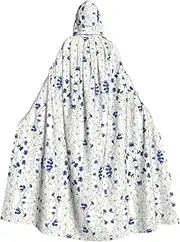 Flowers And Cornflowers Daisies Print Hooded Grace Cloak For Women Men Halloween Cosplay Carnival Parties Themed Events, Black