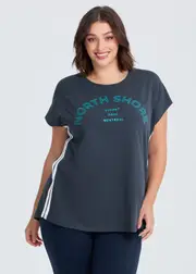 [Taking Shape] Taking Shape Cotton Active Graphic T-shirt Size 16 in Graphite - Plus Size Women's Tops & T Shirts Graphite