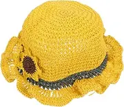 [CATIEBYE] Summer Cap for Boys and Girls Boys and Girls Sun Hat Sunflower Outdoor Wide Brim Hat Sun Yellow