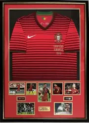 CRISTIANO RONALDO Signed Photo EURO 2016 Champions Portugal Jersey FRAMED COA