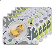 Clevinger Placemats Set of 4, Table Place Mats Stain-Resistant Heat-Resistant, Washable Wipeable Place Mat for Kitchen Dining Table Decoration Indoor Outdoor, 34x26.5CM (Set of 4, Monstera)