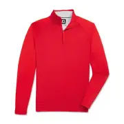NEW MENS FOOTJOY GOLF 1/4 ZIP TONAL DOT BLOCK MID LAYER PULLOVER, RED, LARGE
