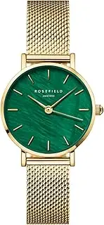 [Rosefield] Women's Small Edit Emerald MOP Dial Gold-Tone Case and Mesh Bracelet SEEGMG-SE72 Dress Watch, Emerald Green/Gold, 26mm