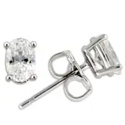 Stud Earrings Rhodium-Plated 925 Sterling Silver with AAA Grade Cubic Zirconia