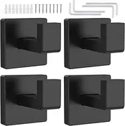 2 Pcs Towel Hooks Stainless Steel Coat Hooks Wall Mounted Bathroom Towel Hook Creative Square Wall Hooks for Hanging Robe Bath Towels Clothes 7(Black)