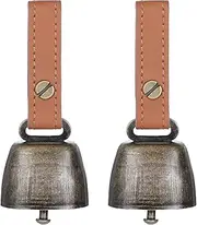 2 PCS Pet Bells for Collar Dog Collar Bell Tracker Noise Maker Anti-Theft Dog Bells for Collar Bell with Leather Button Strap Dog Bell Accessories Dog Potty Bell Dog Bells to Go Outside Hiking