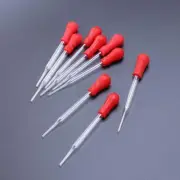 10 Pcs 9cm Glass Pipette Medicine Laboratory Dropper Red Rubber Head Pipet