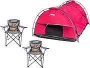 [Adventure Kings] Pink Camping Double Swag Dome Tent + 2X Portable Camping Chairs