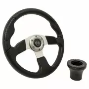13.5" Black Golf Cart Steering Wheel |Black Adapter Hub | E-Z-GO All Models