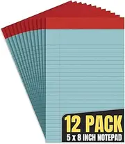 1InTheOffice Legal Jr Legal Pads 5x8, Colored Legal Pads, Small Legal Notepads, Narrow Ruled Note Pad, White, 50 Sheets/Pad, (12 /Pack)
