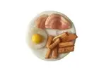 Dolls House Gammon Egg & Chips on a Plate Miniature Dining Room Accessory 1:12