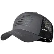 American Flag Trucker Hats, USA One Size-Large Dark Gray & Black/ Black Flag