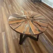 Epoxy Table Top, Live Edge Table, Acacia Wooden Table, Round Dining Table Decor
