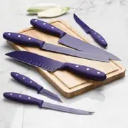 NEW PURPLE GINSUE 7 PC KNIFE SET & CUTTING BOARD NEW IN BOX I PAID $310.00