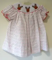 NWT Classic Whimsy Reindeer Cheer Holiday Bishop Dress Girl's Size 3 Months
