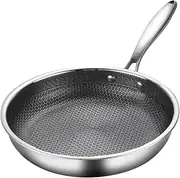 Alipis Stainless Steel Honeycomb Frying Pan Wok for Gas Electric Stoves Easy to Clean Heat Retention for Cooking Eggs Steaks Kitchenware