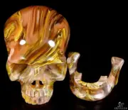 5.3" Smelted Quartz Carved Crystal Detachable Skull, Super Realistic