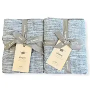 NIP West Elm Organic Cotton Flannel Space Dyed King Size Sham Pair Midnight Blue