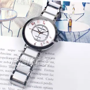 TIVOLINA 寶石切割鏡面 陶瓷錶 防水 藍寶石水晶鏡面 日期 對錶 白色 MAW3762-G+LAW3762-G