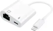 Lightning to Ethernet Adapter, 2 in 1 RJ45 Ethernet LAN Network Adapter for Ipho