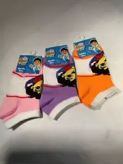 Nick Jr. Go Diego Go Low Cut 3 Pack Kids Socks Size 6-8 Asstorted Colors NWTags